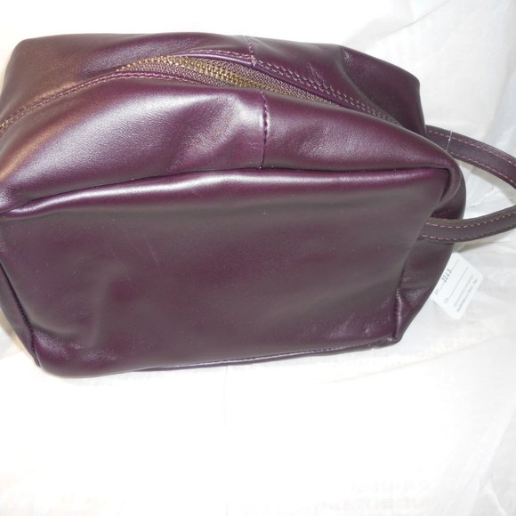 Leather Dopp Bag Italy Purple Zipper Valentina NWT - Picture 3 of 6